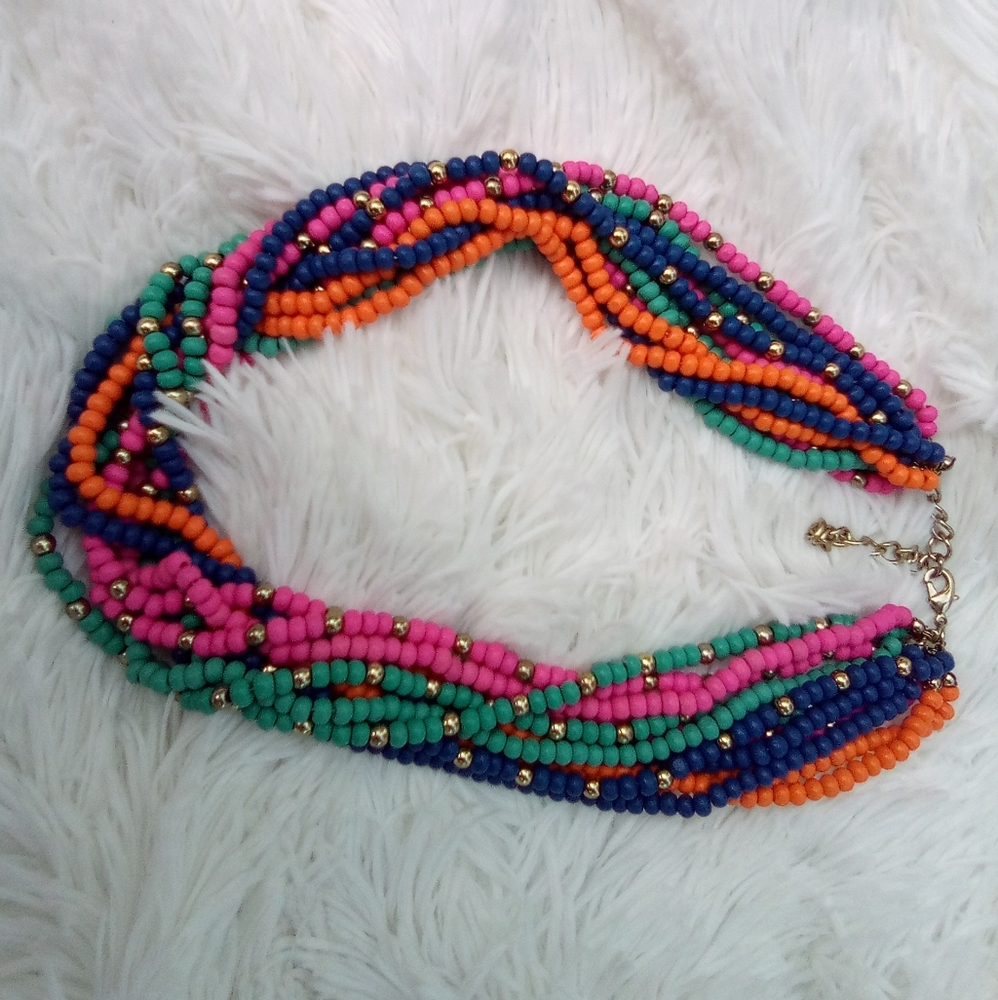 New 12-Strand Multi-Colored Beaded Boho Necklace - image 1